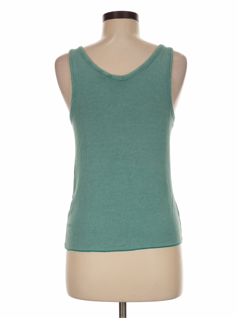 New: POL Ribbed V-Neck Boho Green Tank Top• Small - Picture 2 of 5